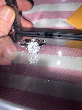 Classic Moissinate Solitaire Ring - Women's Jewelry 925 Silver 1KT